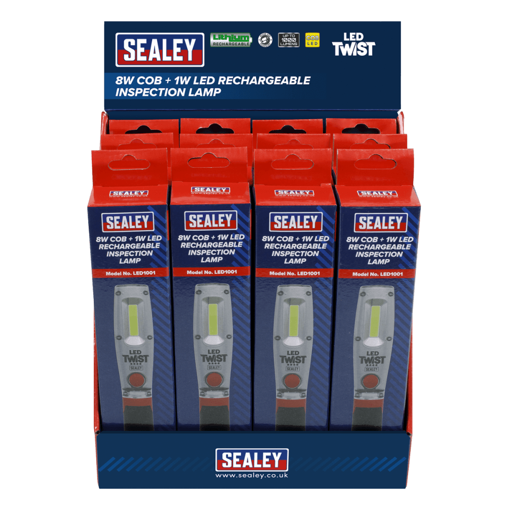 Sealey Rechargeable Inspection Lamp 8W LED - Display Box of 12 Model No- LED1001DB
