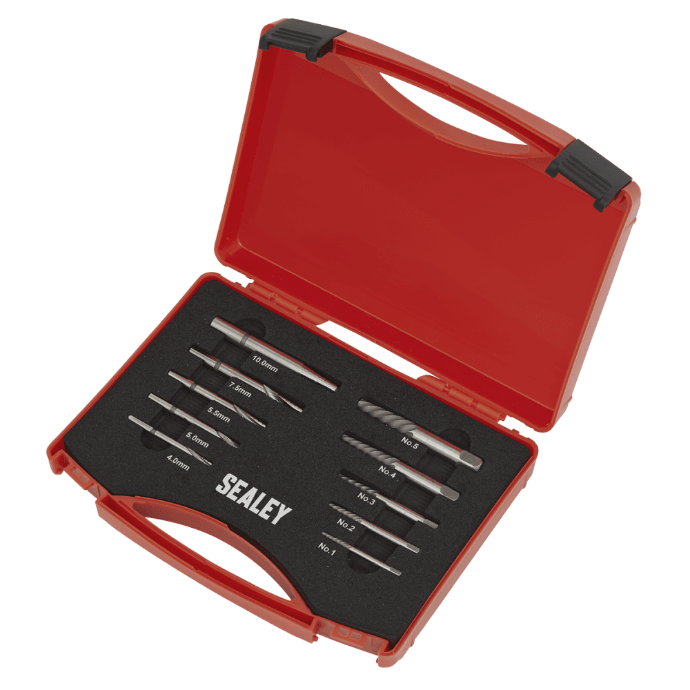 Sealey Step Drill Screw/Bolt Extractor Set 10pc Model No- AK8187