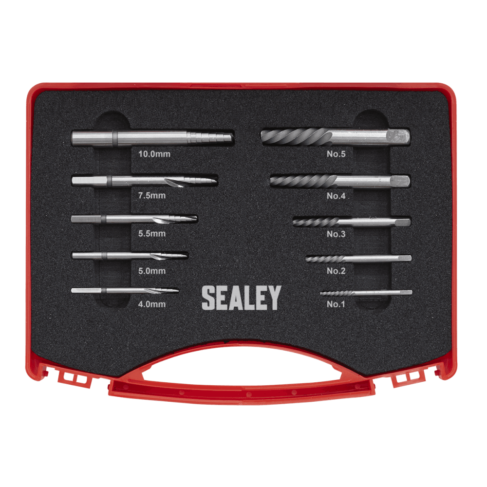 Sealey Step Drill Screw/Bolt Extractor Set 10pc Model No- AK8187