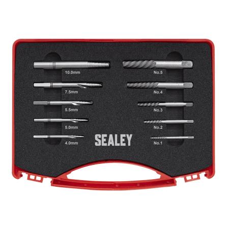 Sealey Step Drill Screw/Bolt Extractor Set 10pc Model No- AK8187