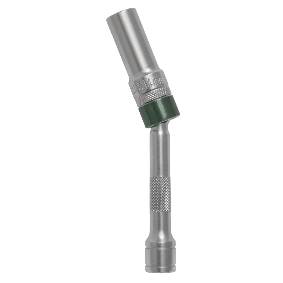 Sealey Spark Plug Socket with Universal Joint 14mm 3/8"Sq Drive 12-Point 150mm Model No- AK6570