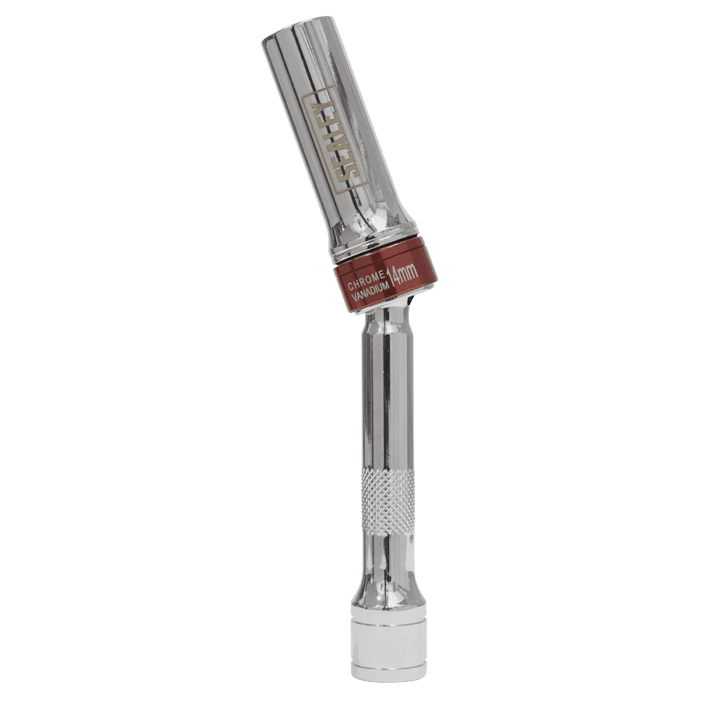 Sealey Spark Plug Socket with Universal Joint 14mm 3/8"Sq Drive 12-Point 150mm Model No- AK6570