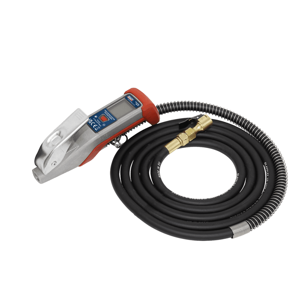 Sealey Digital Tyre Inflator 2.7m Hose with Clip-On Connector Model No- SA375