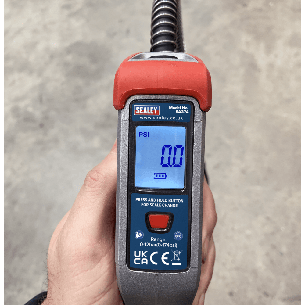 Sealey Digital Tyre Inflator 0.5m Hose with Push-On Connector Model No- SA374