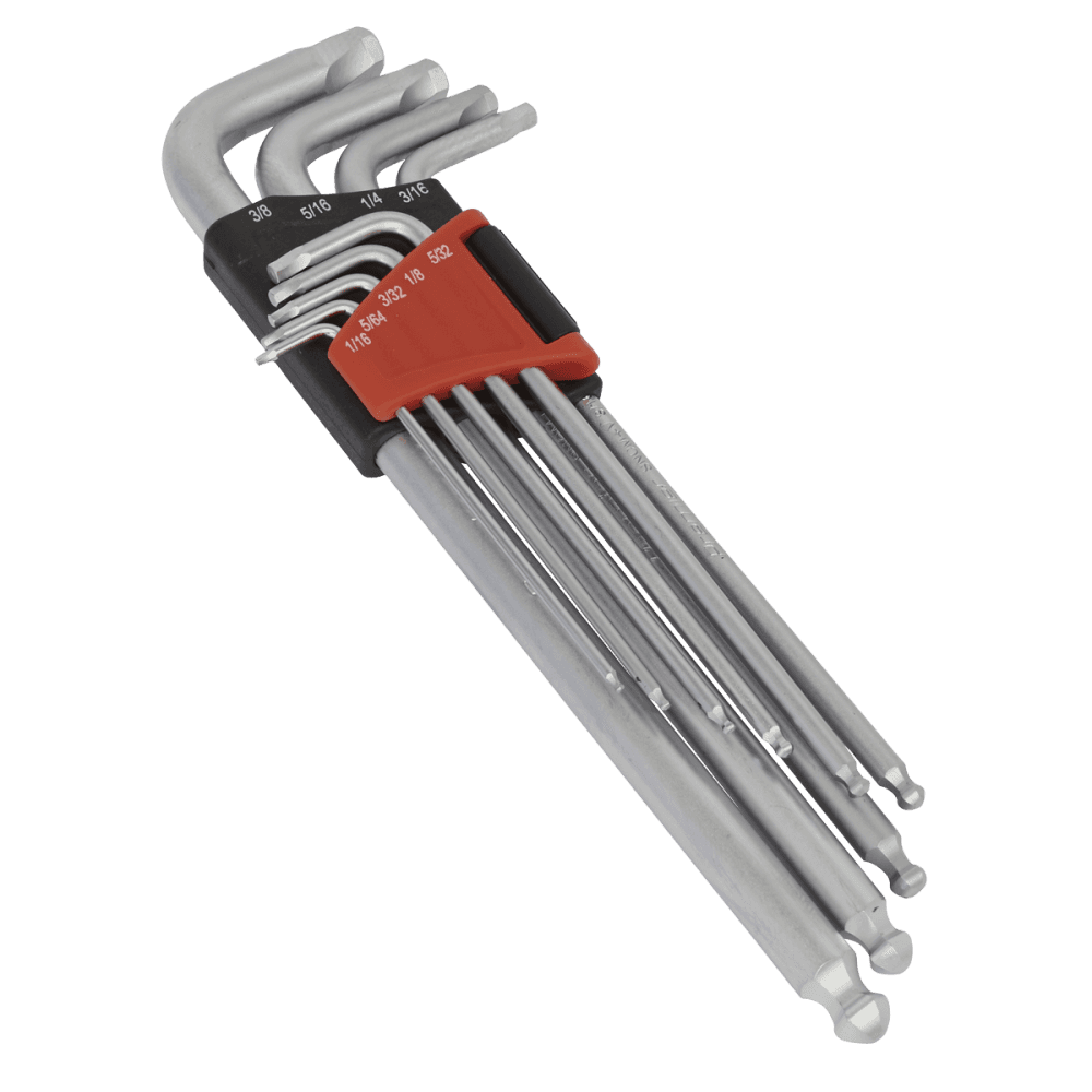 Sealey Premier Imperial Lock-On™ Extra-Long Ball-End Hex Key Set 9pc Model No-AK7181