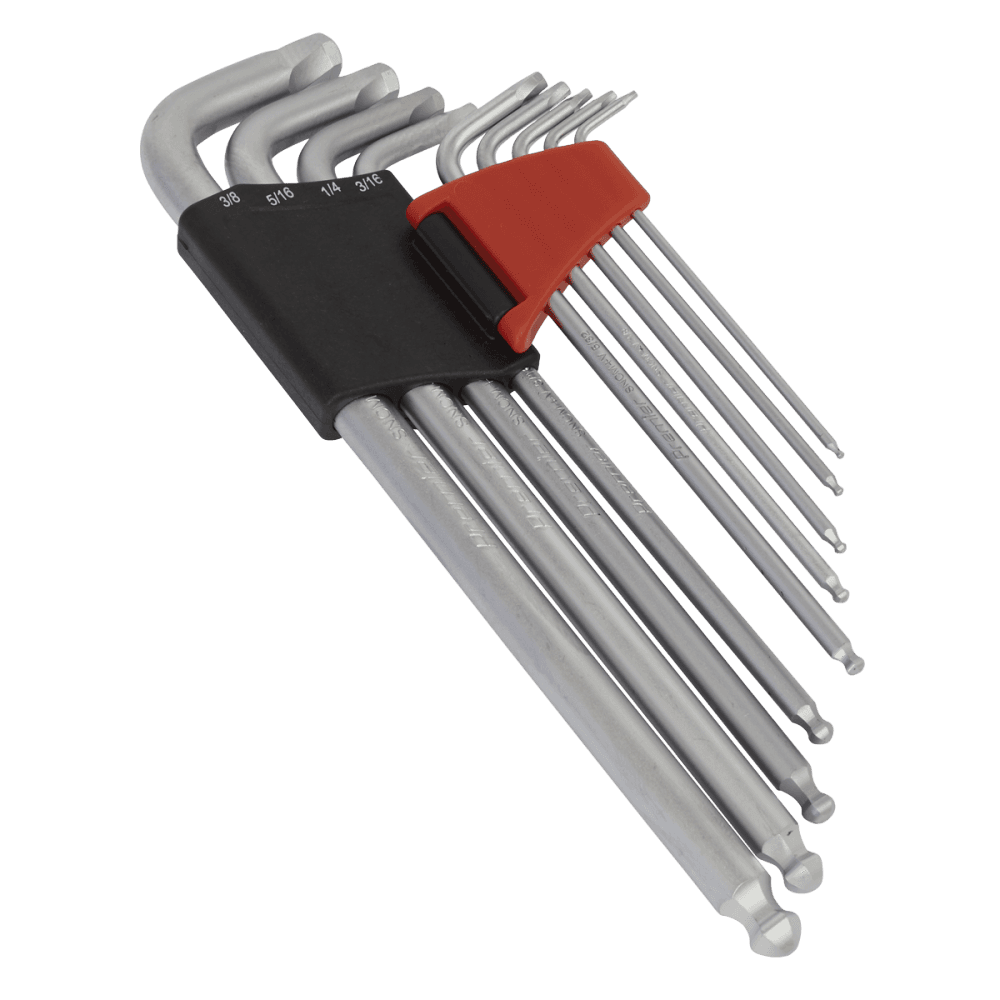 Sealey Premier Imperial Lock-On™ Extra-Long Ball-End Hex Key Set 9pc Model No-AK7181