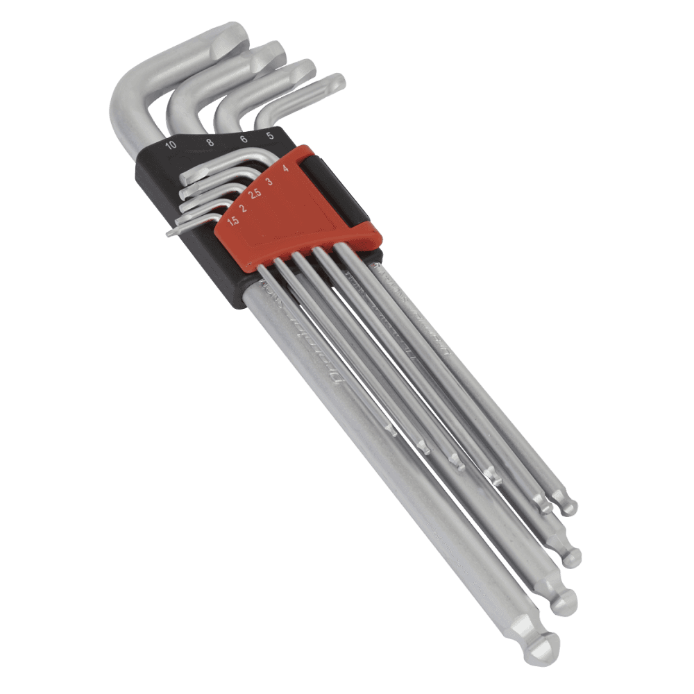 Sealey Premier Lock-On™ Extra-Long Ball-End Hex Key Set 9pc Model No-AK7180