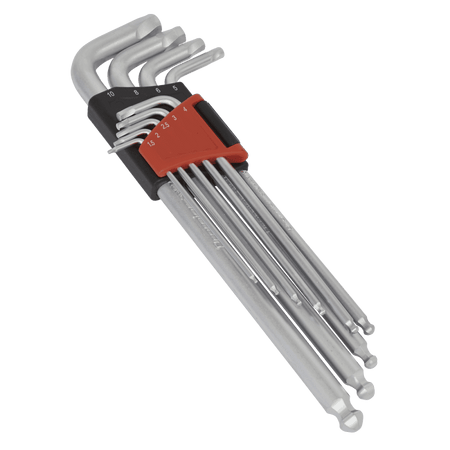 Sealey Premier Lock-On™ Extra-Long Ball-End Hex Key Set 9pc Model No-AK7180