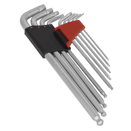 Sealey Premier Lock-On™ Extra-Long Ball-End Hex Key Set 9pc Model No-AK7180