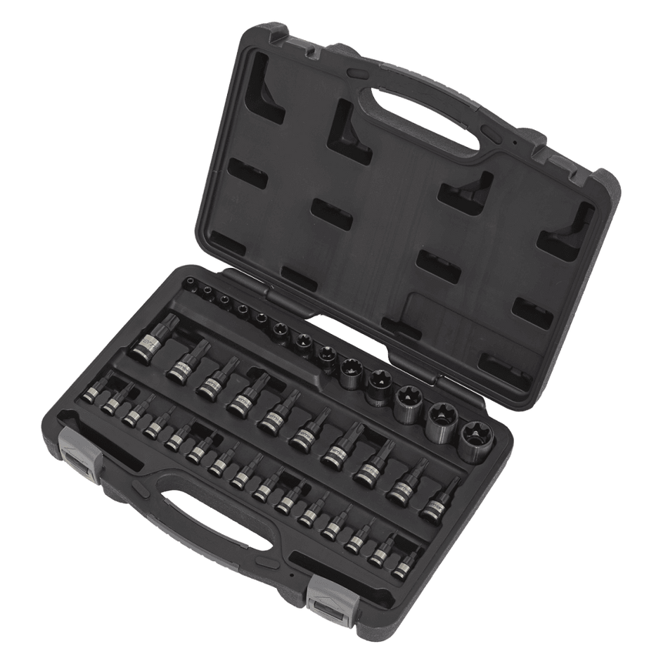 Sealey TRX-Star* Socket & Security Socket Bit Set 38pc 1/4", 3/8" & 1/2"Sq Drive Model No-AK6197B