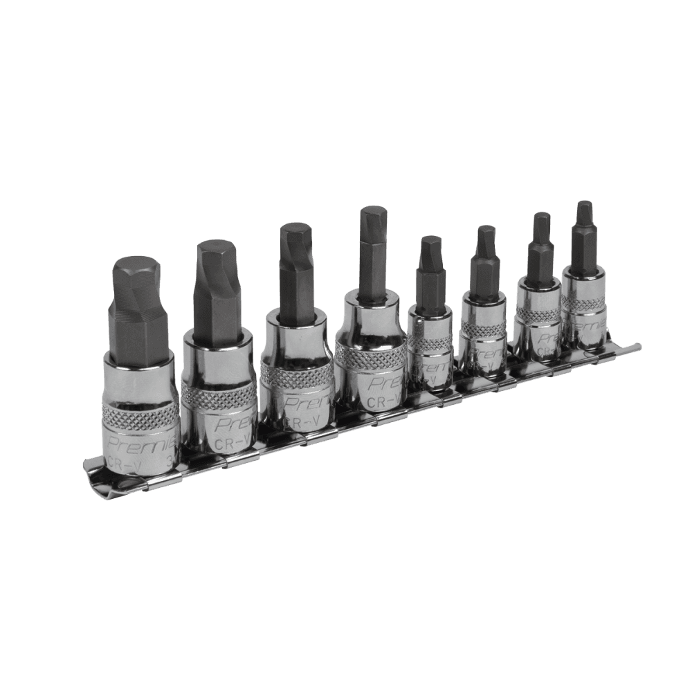 Sealey Premier Imperial Lock-On™ Hex Socket Bit Set 1/4" & 3/8"Sq Drive 8pc Model No-AK65602