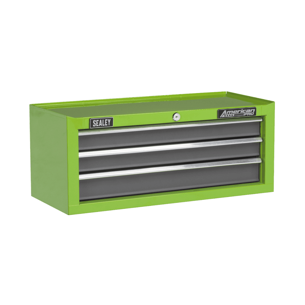 Sealey Topchest, Mid-Box & Rollcab 9 Drawer Stack - Hi-Vis Green Model No-AP2200BBHVSTACK