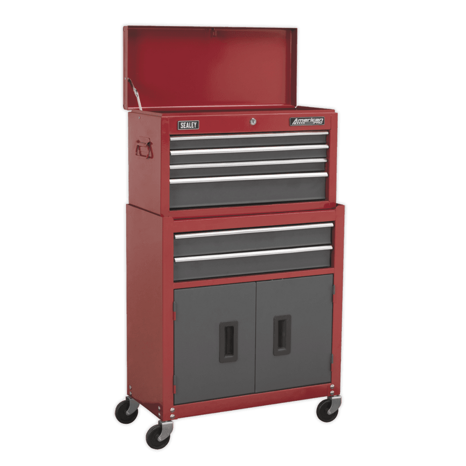 Sealey Topchest, Mid-Box & Rollcab 9 Drawer Stack - Red Model No-AP2200BBSTACK