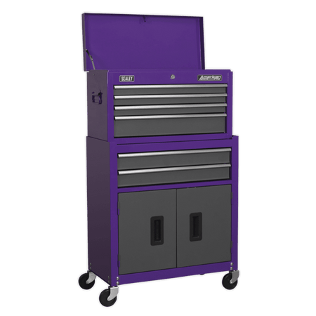 Sealey Topchest, Mid-Box & Rollcab 9 Drawer Stack - Purple Model No-AP2200BBCPSTACK