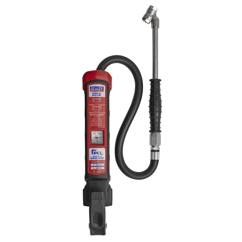 Sealey Premier Anodised Tyre Inflator with Twin Push-On Connector Model No-SA37/93B