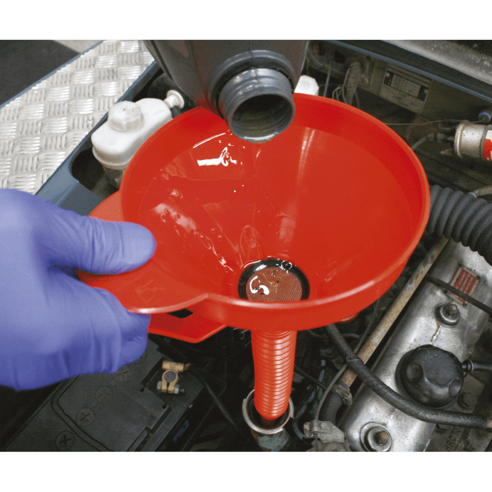 Sealey Funnel with Flexible Spout & Filter Medium 160mm Model No-F16F