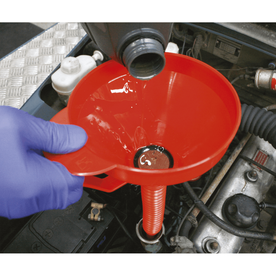 Sealey Funnel with Flexible Spout & Filter Medium 160mm Model No-F16F