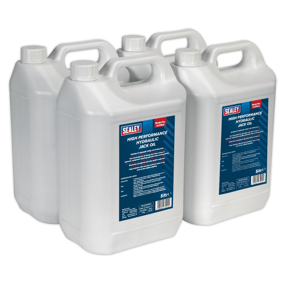 Sealey Hydraulic Jack Oil 5ltr Pack of 4 Model No-HJO/5L