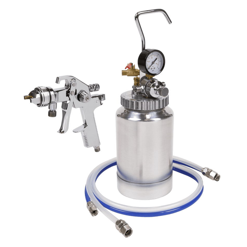 Sealey HVLP Pressure Pot System with Spray Gun & Hoses 1.7mm Set-Up Model No-HVLP-79/P