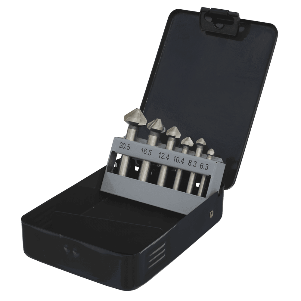 90° Countersink Bit Set 3 x V Flutes 6pc : Model No-CSSET6V