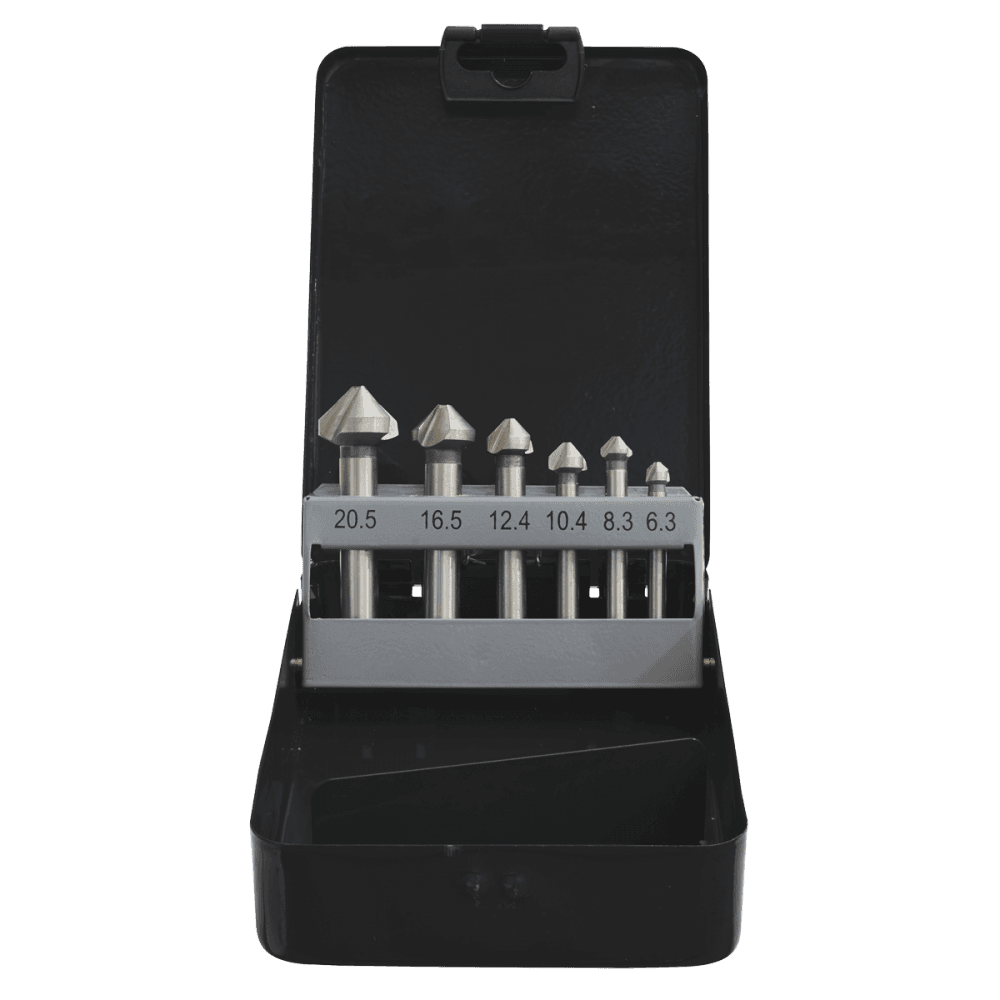 90° Countersink Bit Set 3 x V Flutes 6pc : Model No-CSSET6V