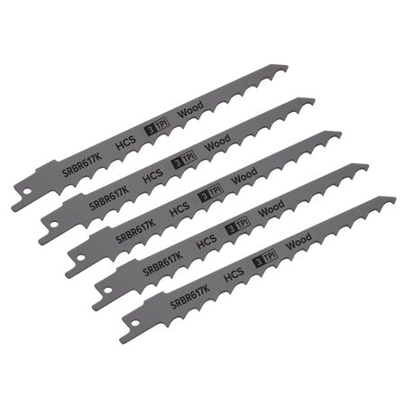 Reciprocating Saw Blade Pruning & Coarse Wood 150mm 3tpi - Pack of 5 Model No-SRBR617K