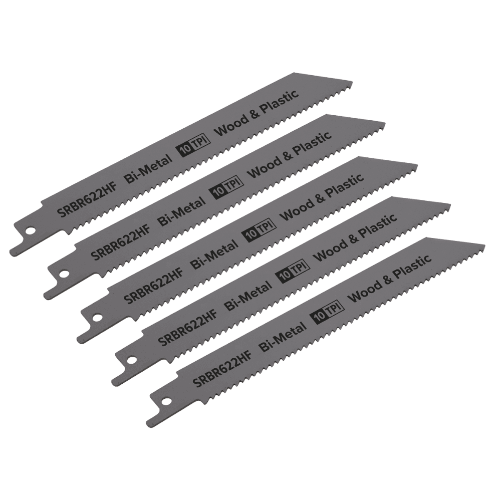 Reciprocating Saw Blade Wood & Plastics 150mm 10tpi - Pack of 5 Model No-SRBR622HF