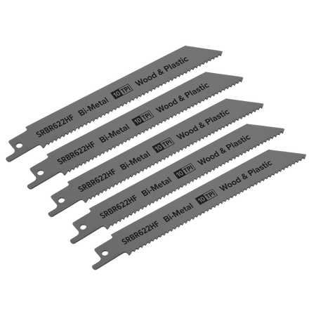 Reciprocating Saw Blade Wood & Plastics 150mm 10tpi - Pack of 5 Model No-SRBR622HF