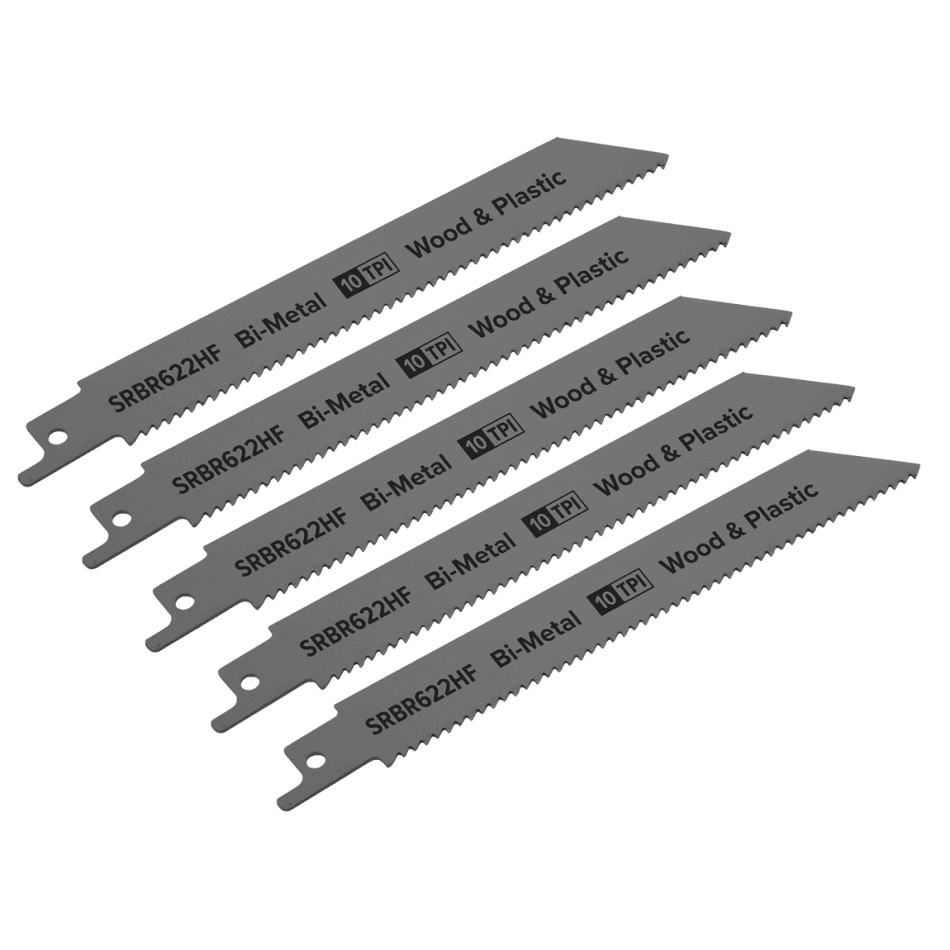 Reciprocating Saw Blade Wood & Plastics 150mm 10tpi - Pack of 5 Model No-SRBR622HF