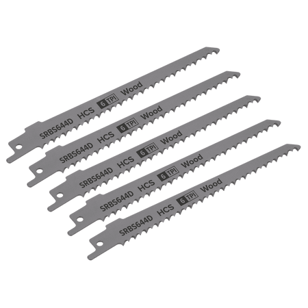 Reciprocating Saw Blade Clean Wood 150mm 6tpi - Pack of 5 Model No-SRBS644D