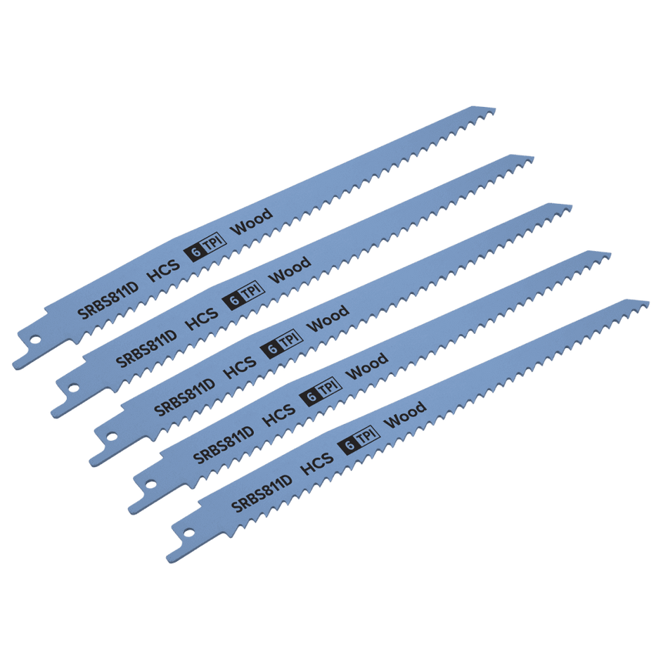 Reciprocating Saw Blade Clean Wood 200mm 6tpi - Pack of 5 Model No-SRBS811D