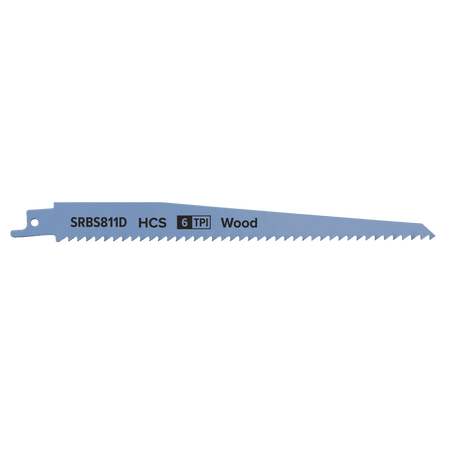 Reciprocating Saw Blade Clean Wood 200mm 6tpi - Pack of 5 Model No-SRBS811D