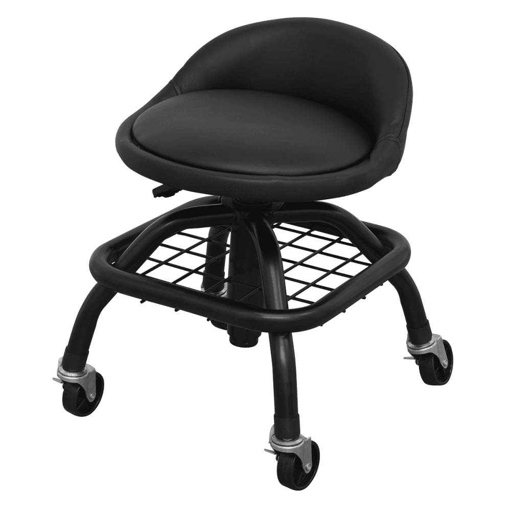 Premier Industrial Pneumatic Creeper Stool with Adjustable Height Swivel Seat & Back Rest : Model No-SCR02B