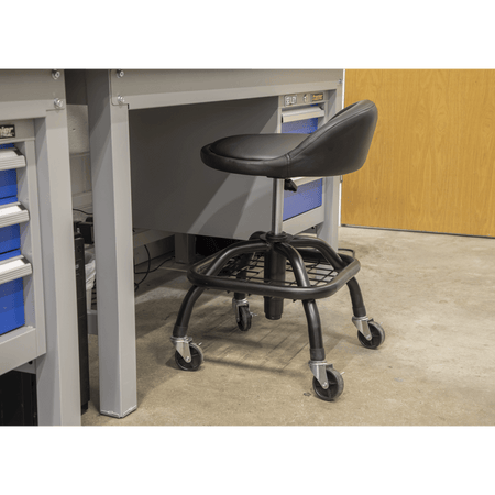 Premier Industrial Pneumatic Creeper Stool with Adjustable Height Swivel Seat & Back Rest : Model No-SCR02B
