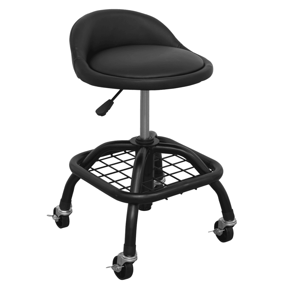 Premier Industrial Pneumatic Creeper Stool with Adjustable Height Swivel Seat & Back Rest : Model No-SCR02B