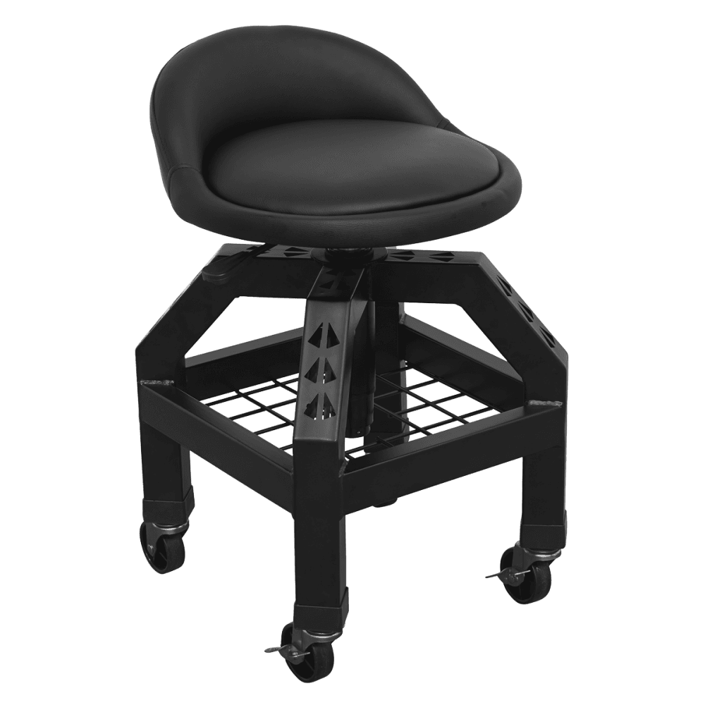 Premier Industrial Pneumatic Creeper Stool with Adjustable Height Swivel Seat & Back Rest : Model No-SCR03B