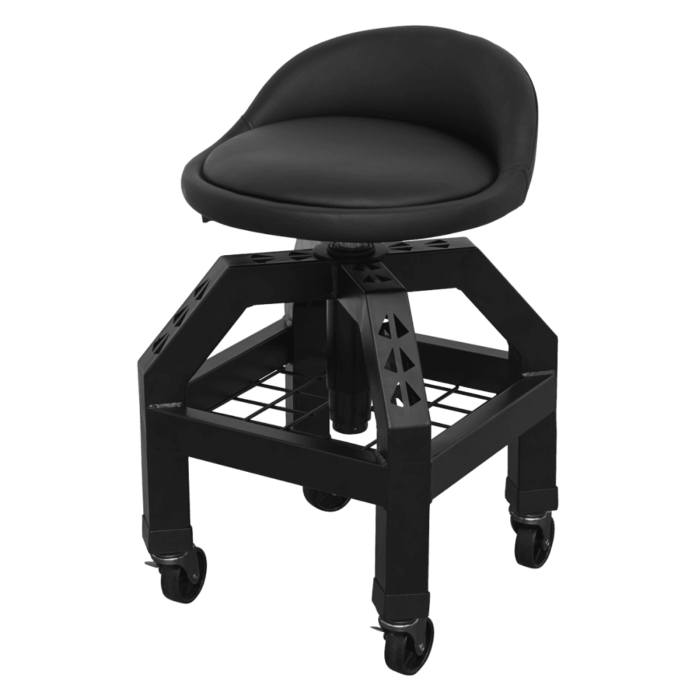 Premier Industrial Pneumatic Creeper Stool with Adjustable Height Swivel Seat & Back Rest : Model No-SCR03B
