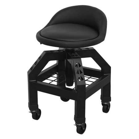 Premier Industrial Pneumatic Creeper Stool with Adjustable Height Swivel Seat & Back Rest : Model No-SCR03B