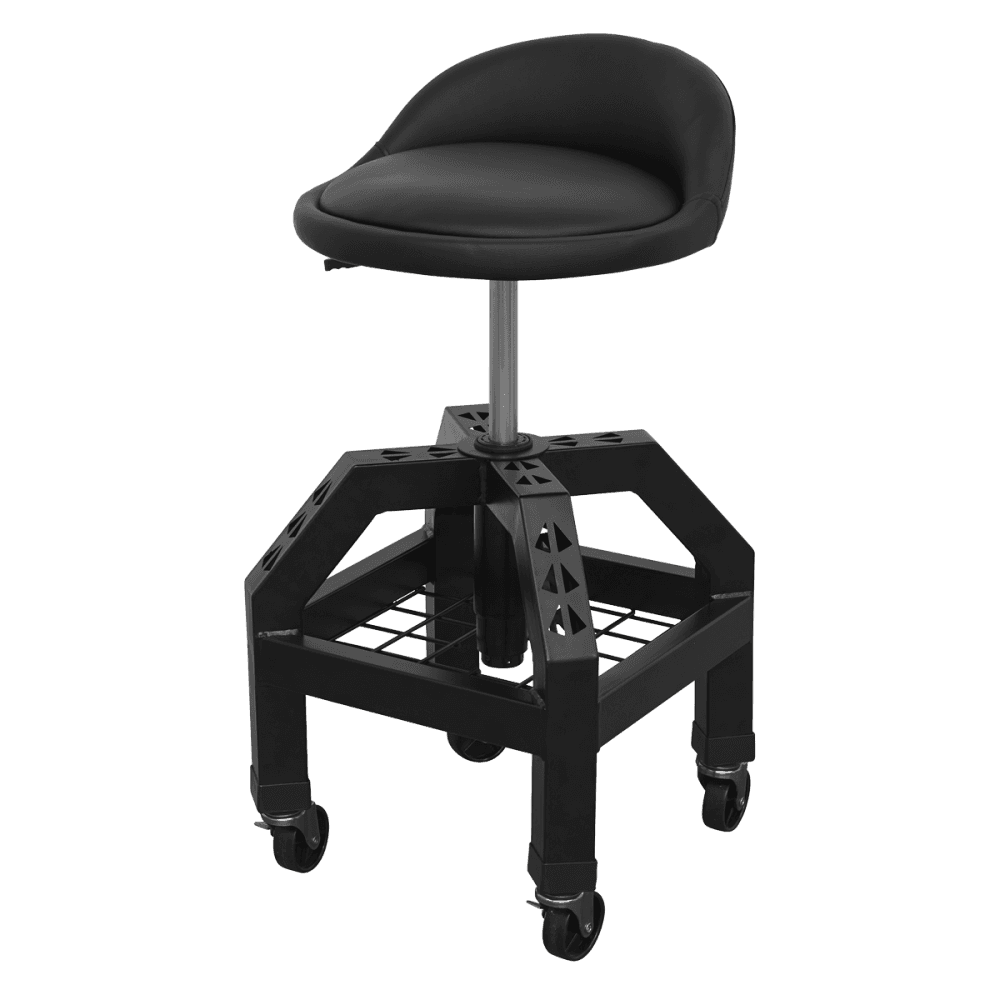 Premier Industrial Pneumatic Creeper Stool with Adjustable Height Swivel Seat & Back Rest : Model No-SCR03B