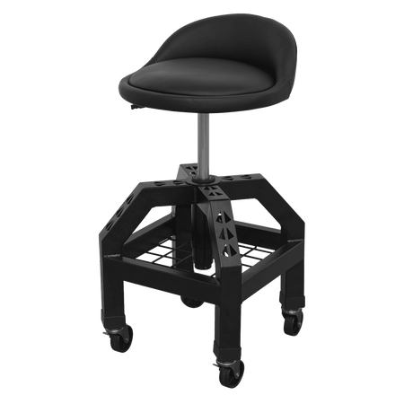 Premier Industrial Pneumatic Creeper Stool with Adjustable Height Swivel Seat & Back Rest : Model No-SCR03B