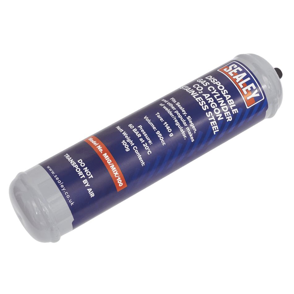 Sealey Gas Cylinder Disposable Carbon Dioxide/Argon 60ltr Model No-MIG/MIX/100