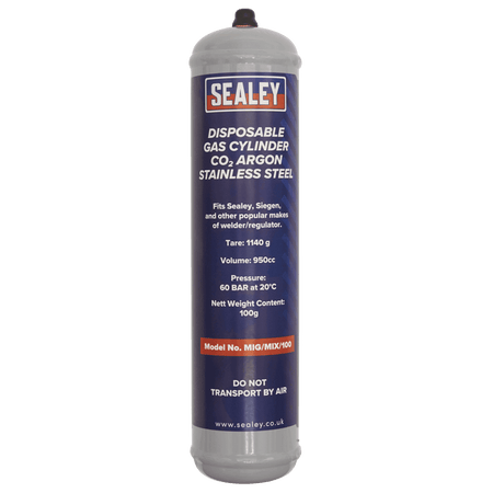 Sealey Gas Cylinder Disposable Carbon Dioxide/Argon 60ltr Model No-MIG/MIX/100