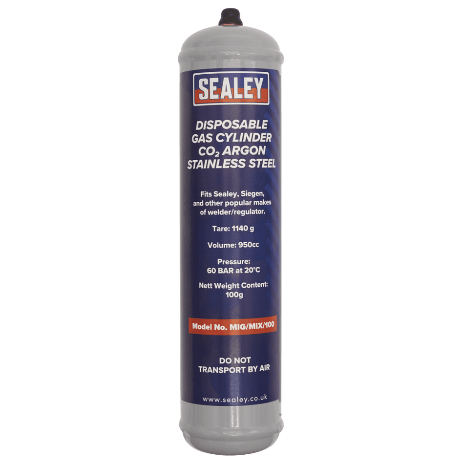 Sealey Gas Cylinder Disposable Carbon Dioxide/Argon 60ltr Model No-MIG/MIX/100