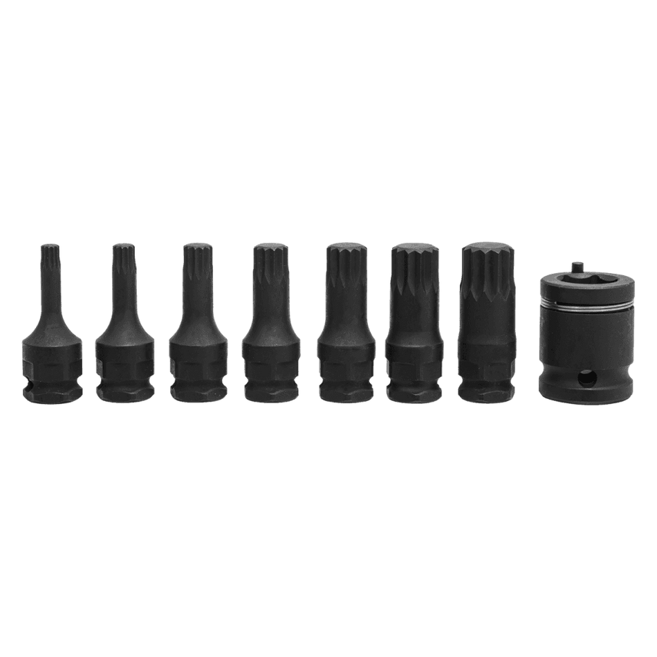 Impact Spline Socket Bit Set 8pc 3/8"Sq Drive Model No-AK5622