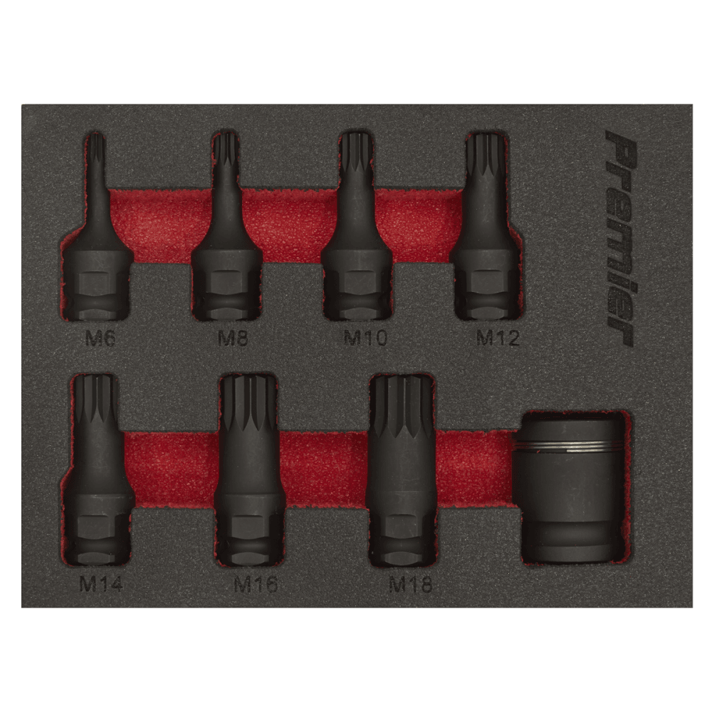Impact Spline Socket Bit Set 8pc 3/8"Sq Drive Model No-AK5622