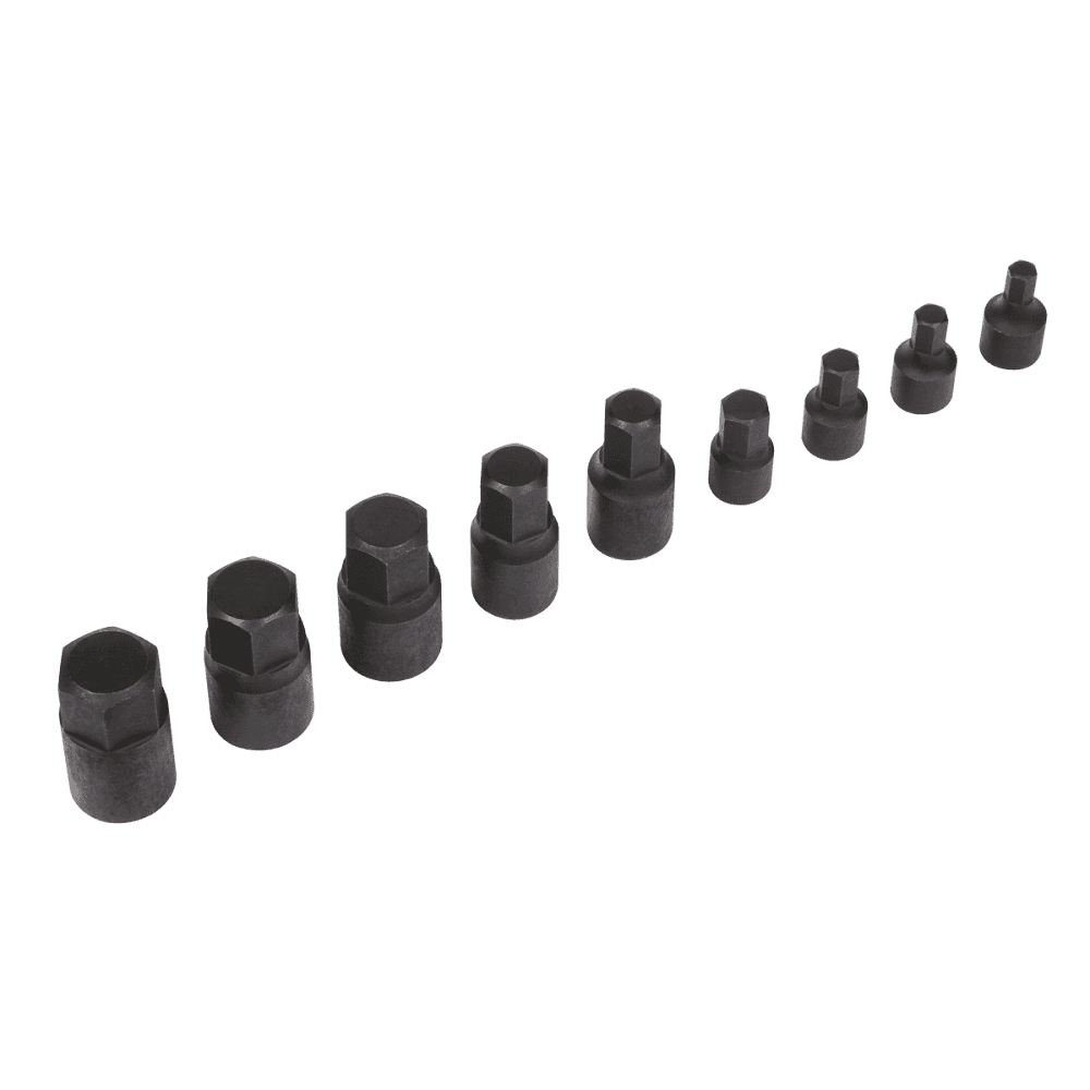 Low Profile Impact Hex Socket Bit Set 1/4" & 3/8" Sq Drive 9pc - Metric Model No-AK5525