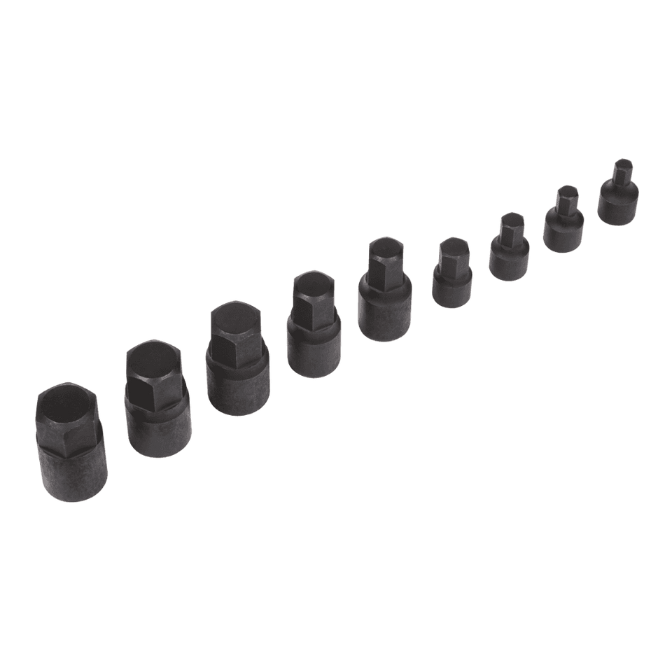 Low Profile Impact Hex Socket Bit Set 1/4" & 3/8" Sq Drive 9pc - Metric Model No-AK5525