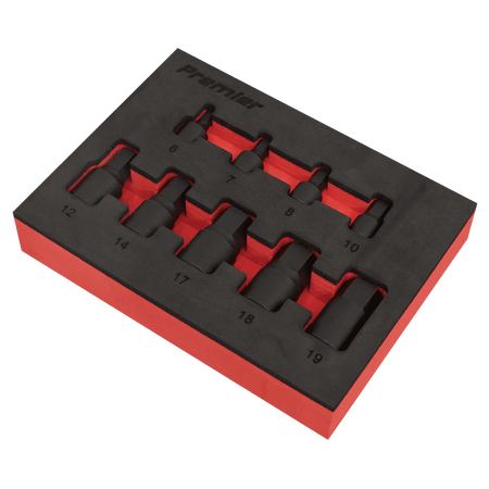 Low Profile Impact Hex Socket Bit Set 1/4" & 3/8" Sq Drive 9pc - Metric Model No-AK5525