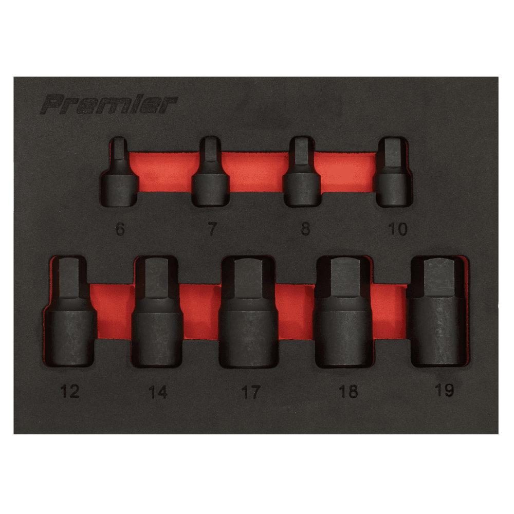Low Profile Impact Hex Socket Bit Set 1/4" & 3/8" Sq Drive 9pc - Metric Model No-AK5525