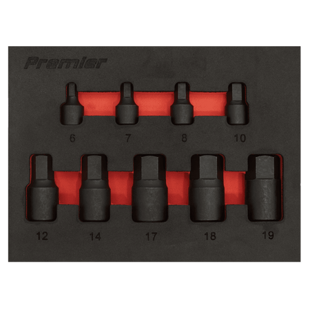 Low Profile Impact Hex Socket Bit Set 1/4" & 3/8" Sq Drive 9pc - Metric Model No-AK5525